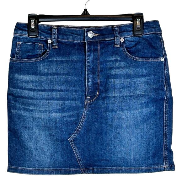 We the Free Denim Skirt Size 30 Free People Blue Dark Wash Classic Casual Mini - Picture 1 of 7